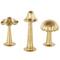 Gold Metal Mushroom Metallic Sculptures with Round Base, 3ct.